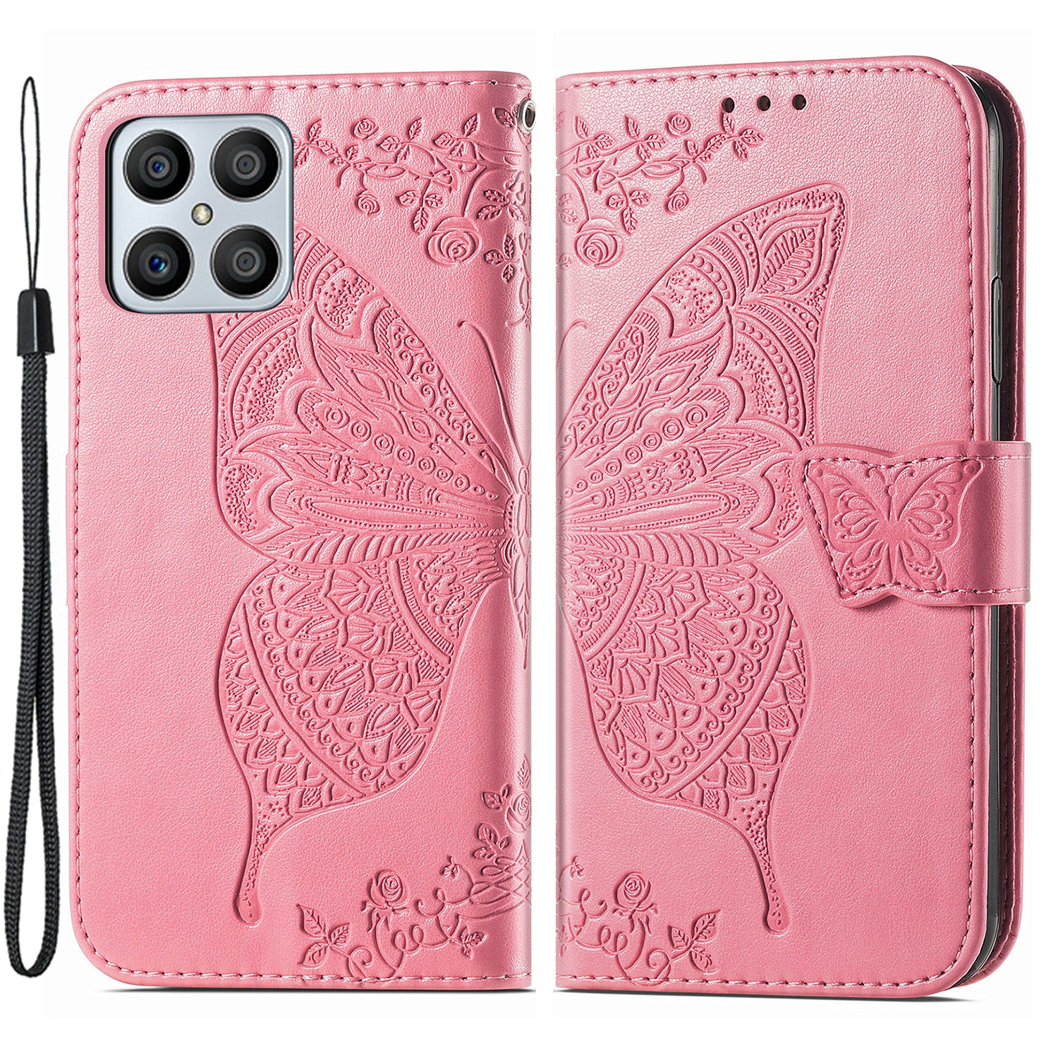 For Honor X8 4G PU Leather Phone Case Imprinted Butterfly Pattern Well-protected Stand Wallet Flip Magnetic Closure Phone Cover For Honor X8 4G PU Leather Phone Case Imprinted Butterfly Pattern Well-protected Stand Wallet Flip Magnetic Closure Phone Cover